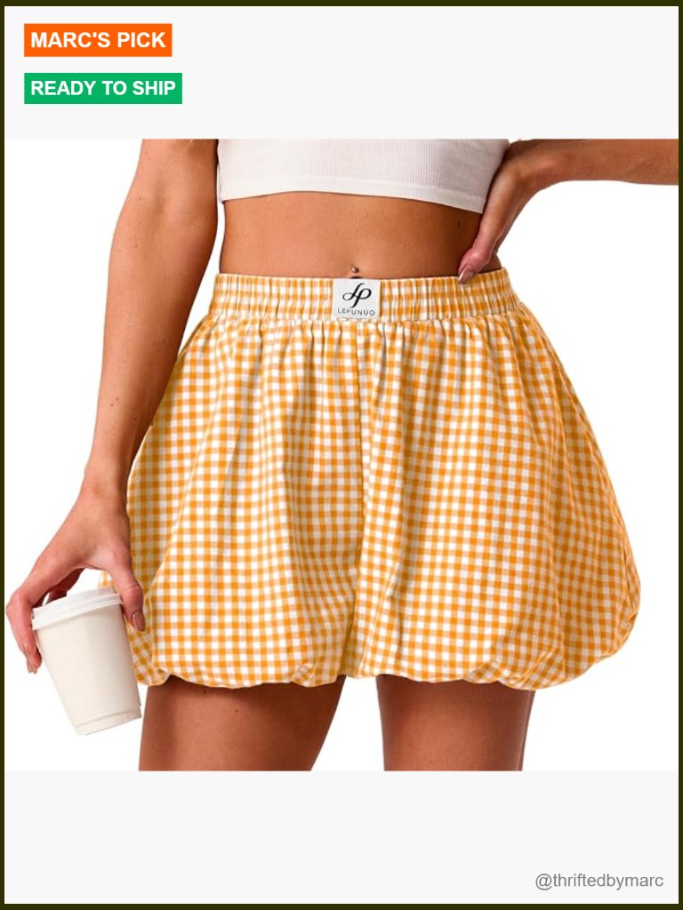 Bubble Plaid Boxer Shorts For Women Summer Pajama Bottoms Y2k